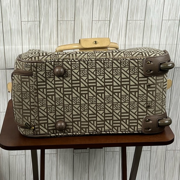 Anne Klein Bags Anne Klein Jacquard Brown Wheeled Duffle Bag Poshmark